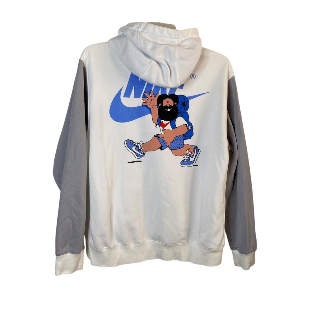 Nike Hike Man Graphic Hoodie Jacket Men's L White Gray Retro Reissue Pullover